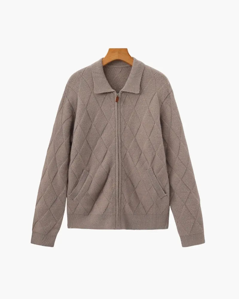 Kardigan z dzianiny Heritage Diamond Knit z zamkiem Norwyn