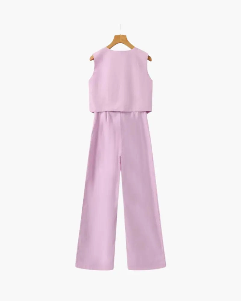 Elegancka Pani - Dwuczęściowy Zestaw Lnianowy Norwyn