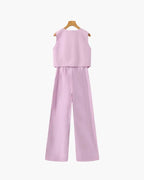 Elegancka Pani - Dwuczęściowy Zestaw Lnianowy Norwyn