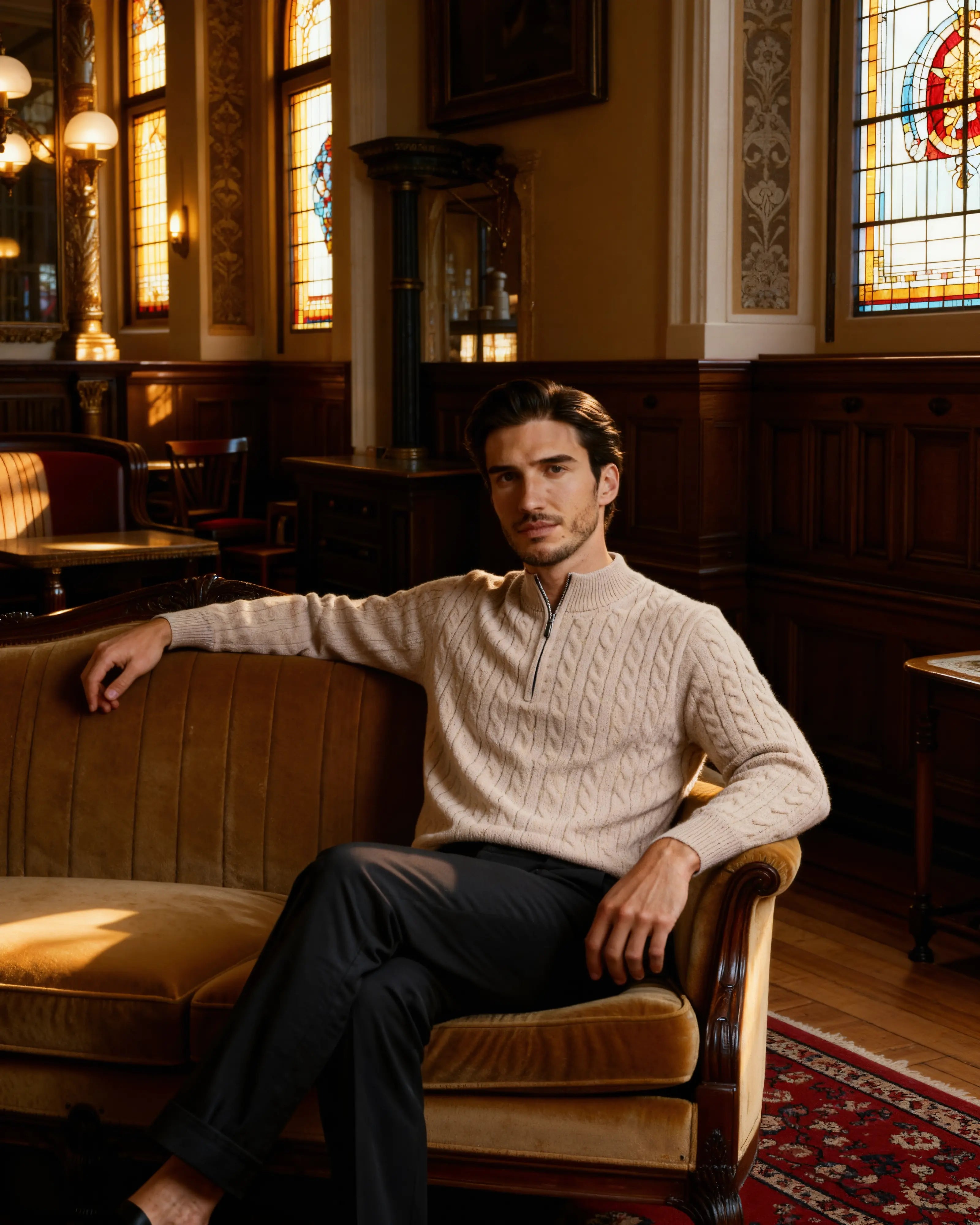 100% Kaszmirowy Woven Half Zip Norwyn