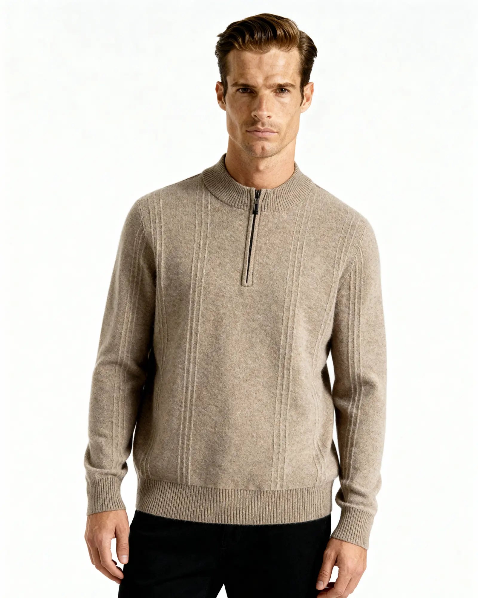 100% Kaszmir Ribbed Half Zip Norwyn